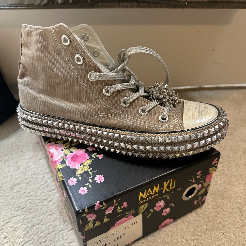 Free People - Nan Ku - Converse Chuck Taylor Gray Studded Sneakers
